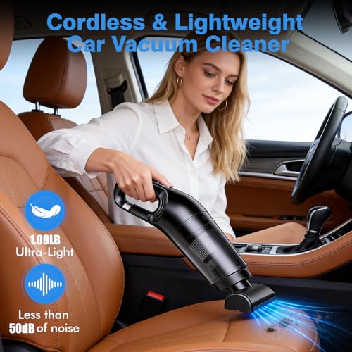 Image of Cordless Hand Held Vacuum Cleaner - Mini Portable Handheld Vacuum Cleaner Rechargeable with Strong Suction & Washable Filter, Suit for Cleaning Dust, Hair in Car