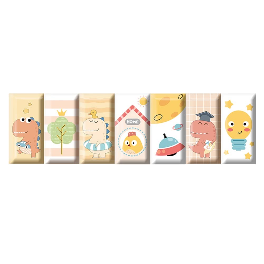 HUAHUA Stickers Muraux Autocollant Mural Anti-Collision Auto-adhésif Panneau Mural De Protection Tapissé De Dessin Animé 3D pour La Décoration De La Chambre des Enfants, 7 Pièces