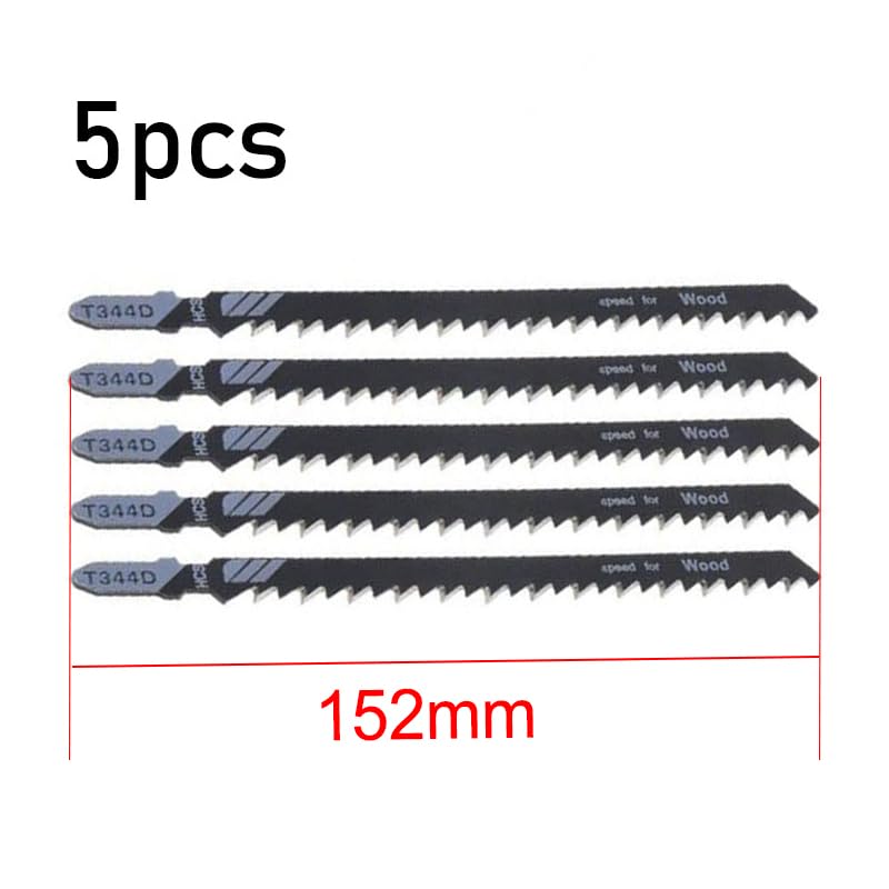 Metal Cutting Jig Blades, 5pcs 6T Jigsaw Blade Cutting Tool Fast Straight Cutting Wood Sheet Panels Extra Long T344D TOP 152mm Woodworking Tool