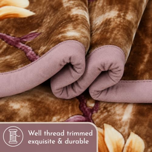 Image of Signature Special Limited Edition Super Soft Double Layered Blanket - 1100 GSM Winter Luxury - Reversible, Ultra Warm & Plush - King & Single Bed (Golden Magnolia, Double)