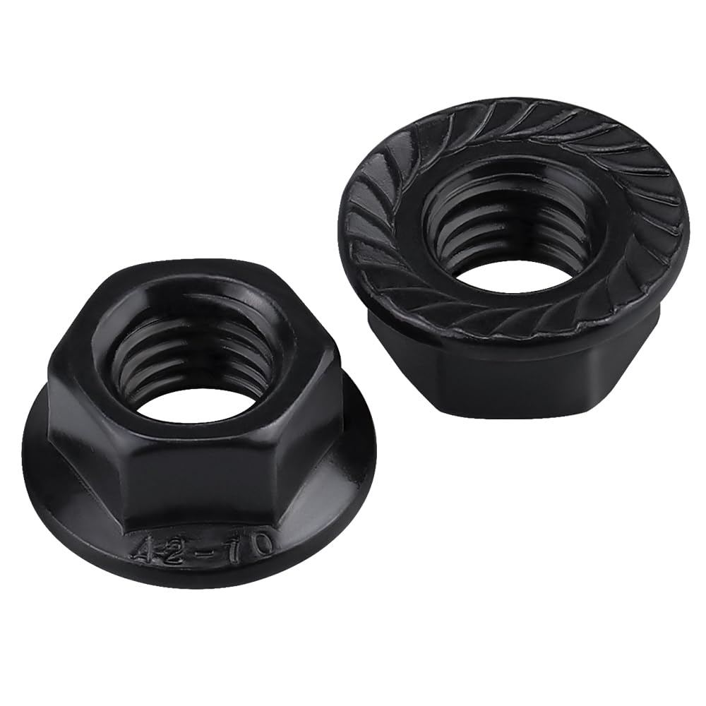 20-Pack 1/2-13 Serrated Flange Nuts, A2 Stainless Steel (304), Vibration-Resistant Locking Nuts, Heavy-Duty Black Electrocoated Finish - for Automotive, Construction & Vibration Equipment