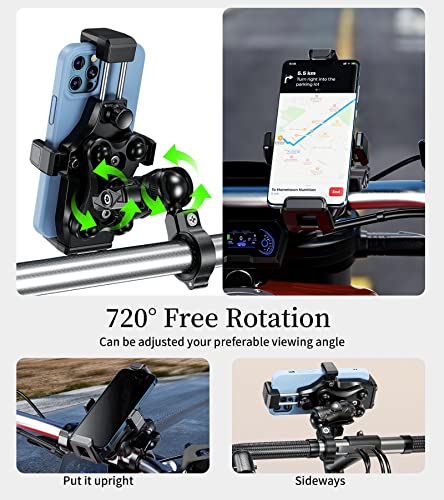 Kewig Motorcycle Phone Mount With Vibration Dampener & High-Speed Secure Lock, Newest Anti-Theft Phone Cradle Handlebar Cellphone Holder For Motorcycle Bike Atv/Utv Scooter Fit 4.7-7.2" Phone #TOP4