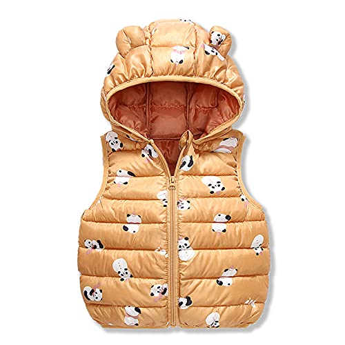 Domueay Kinder Weste Jungen Baby Braun Strickjacke Winterjacke Herbst Winter Leichte Outdoor Baumwolle Steppjacke Warm Wintermantel Mit Kapuze SüßE Ohren Cartoon Panda 3-4 Jahre