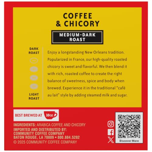 Image of Community Coffee Coffee and Chicory K-Cups, Medium Dark Roast, 10 Count (Pack of 6)
