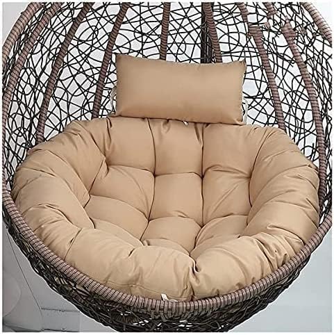 Image of KYNE Microfibre Cushion for Hanging Basket Round Shape Swing Chair Cushions for Outdoor Egg Swing Chair Garden Swing, Seat Padded Pillow Cushion (Beige)
