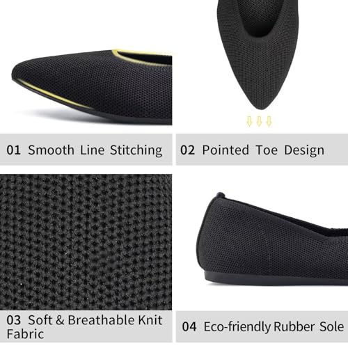 Image of Frank Mully Womens Pointed Toe Flats Knit Dress Shoes Comfort Women Shoes Softable