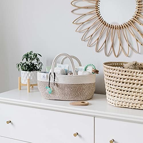 OrganiHaus Brown Baby Nappy Caddy Organiser | Baby Caddy for Newborn Nappies | Diaper Caddy for Baby Toiletries & Diapers | Baby Changing Basket & Nappy Organiser | Changing Caddy & Storage Organiser