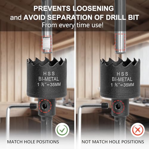 Image of 1-3 /8 Inch Hole Saw with 9.1mm Triangle Shank Arbor, JTemgle Bi-Metal Hole Saw Heavy Duty Hole Cutting Tool for Cornhole Boards, Recessed Lights, Wood, Plastic, Drywall & Soft Metal