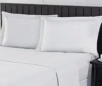 Jogo de Cama 400 Fios Percal Com Lençol de Cima e Aba Americana, Antiácaro, Anti-pilling com Toque Macio Elástico Hotel (Branco, King)