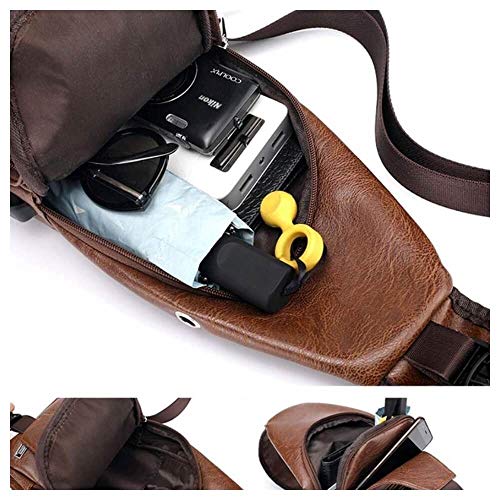 Bolsa Transversal Mensageiro Carteiro Usb Impermeável Cor:Marrom