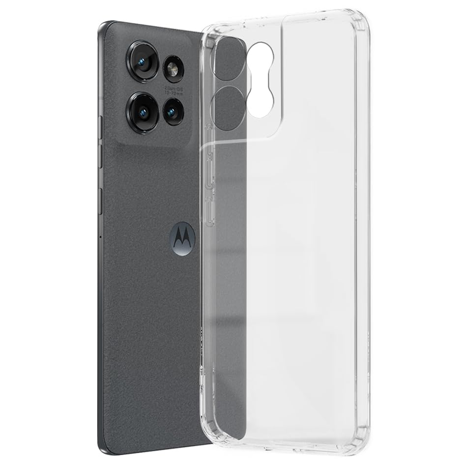 Image of Fashionury Crystal Clear Case for Motorolarola Edge 50 5G | Yellowing Resistance | Transparent TPU Silicone | Raised Camera Lips | Slim Transparent Cover
