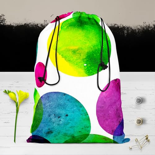 Image of ArtzFolio Circles On White D2 | Reusable Sack Bag | Bag for Gym, Storage, Vegetable & Travel