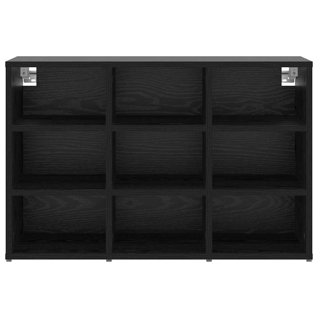 Schuhschrank mit Regal Schwarz Eichen-Optik Holzwerkstoff 77,5 x 30 x 51 cm mit 9 Brettern schmaler Schuhständer für Flur Dielen Garderobe zur geordneten Aufbewahrung
