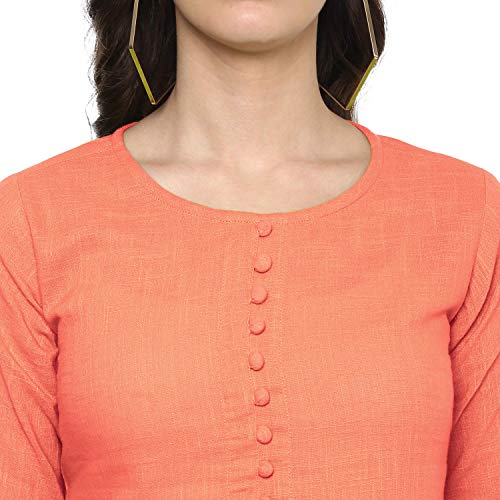 Image of Cotton Plain and Solid Bell Sleeve A-Line Short Round Neck Flared Tunic Top for Girls Women