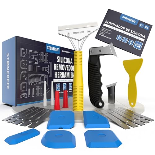 STONE REEF Juego de herramientas para eliminar silicona, incluye cuchillo para juntas, rascador de juntas, raspador de juntas de silicona, eliminador de juntas de silicona