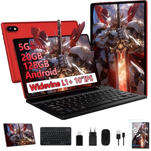 Tablette Android avec 20Go RAM+128Go ROM(TF/1To), 5G+2.4G WiFi 6, Tablette 10 Pouces avec Octa-Core,...