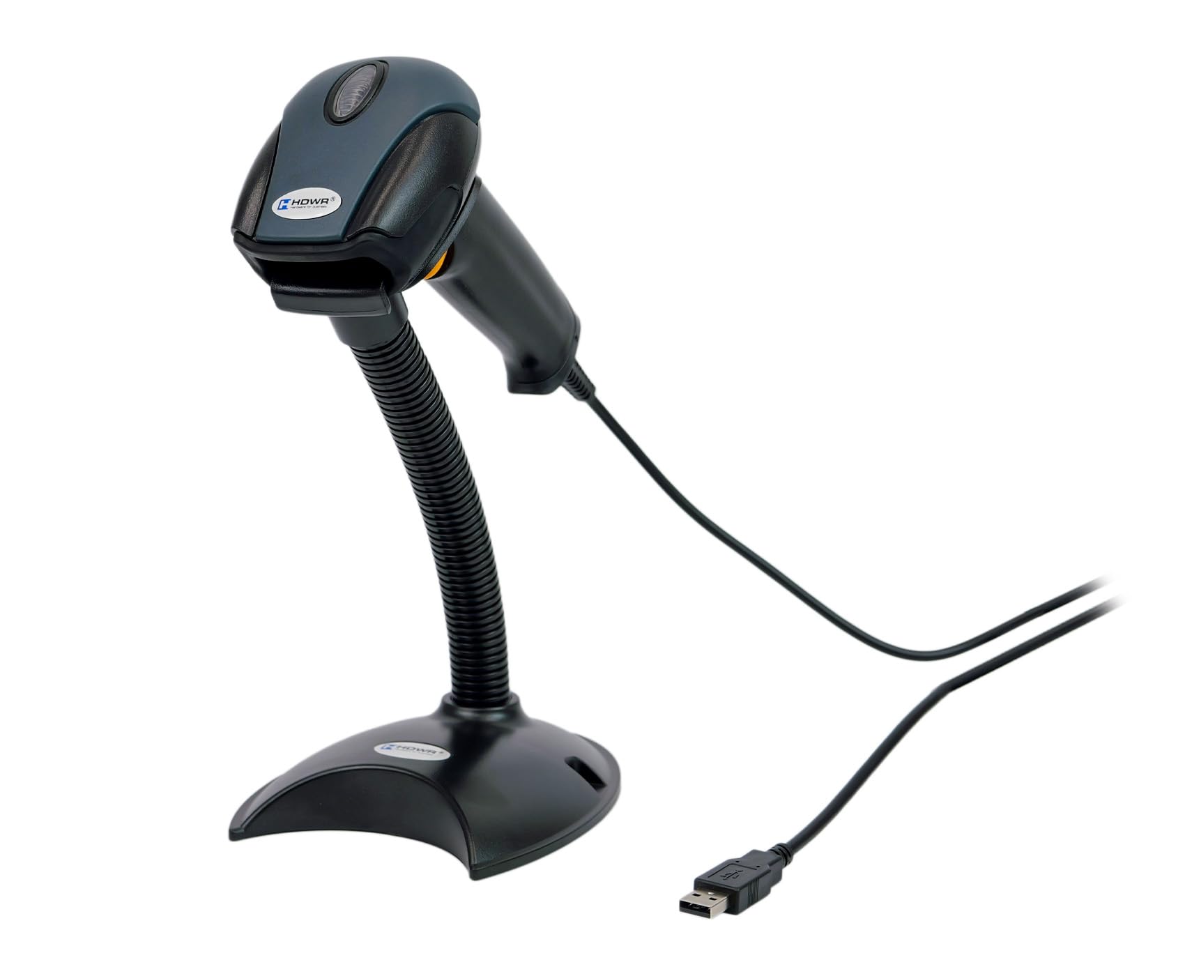 HDWR HD29A Barcode-Scanner mit Standfuß, USB, automatisches Scannen | Funktionstasten, Präfix und Suffix, automatisches Freihand-Scannen im Standfuß, schnelle Codelesung