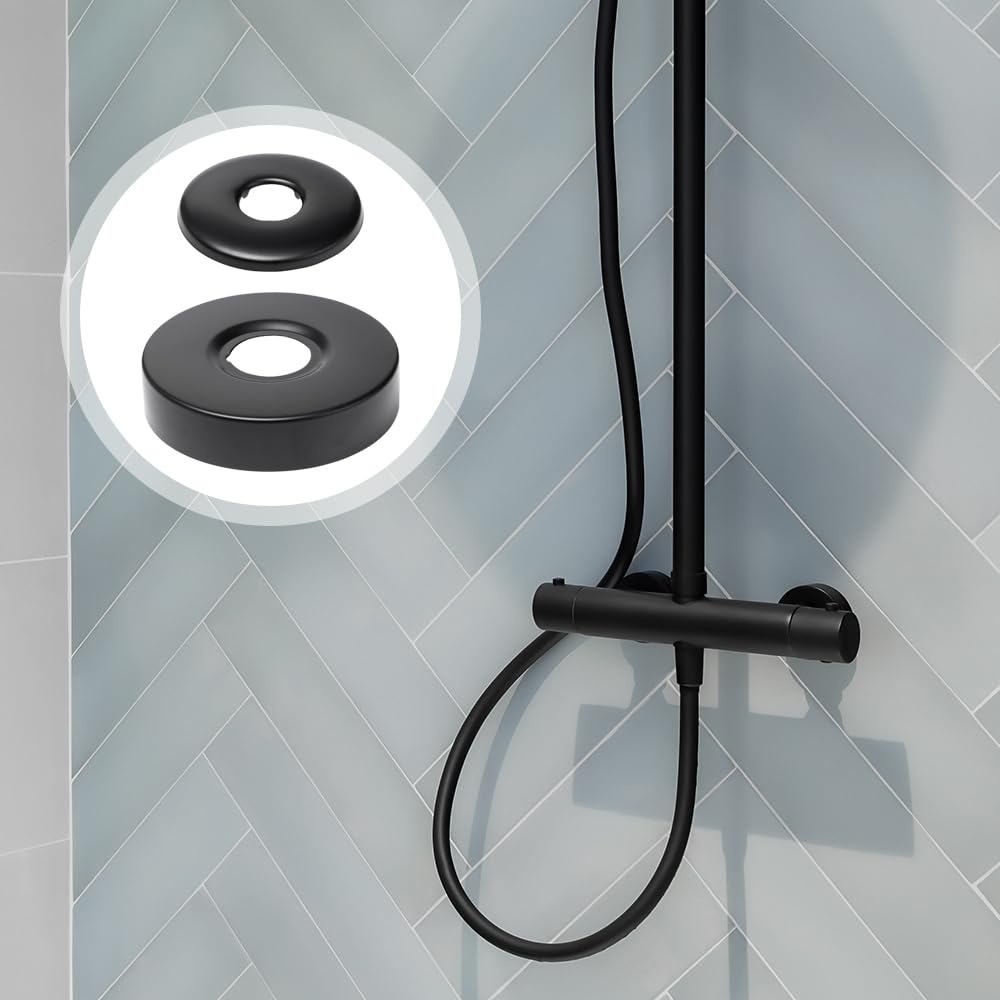 6 Pezzi Rosette Rubinetto Nero Ø21 mm/25 mm Rosetta Copritubo Doccia Acciaio Inox Copri Tubi Termosifoni Rosetta Copritubo Muro per Rubinetti Doccia, Rubinetti, Valvola Angolare(63x6, 80x18)