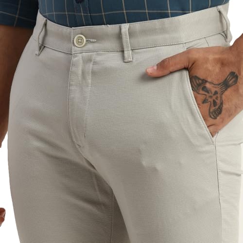 Image of Parx Men's Cotton Blend Solid Pattern Low Rise Tapered Fit Flat Front Casual Trouser