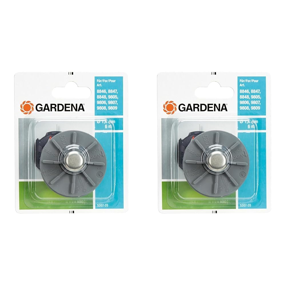 Gardena Ersatzfadenspule: Austauschbare Fadenspule für Gardena Turbotrimmer, Ersatzteil für Rasentrimmer (5307-20) (Packung mit 2)