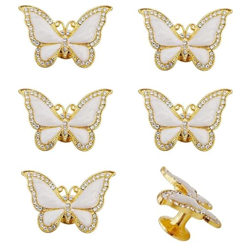 Image of 6Pcs Gold Butterfly Knobs, Butterfly Drawer Handles, Vivicap Elegant Butterfly Pulls, Single Hole Pull, Furniture Hardware Handle for Cabinet Cupboard Dresser Bathroom Wardrobe (Gold Butterfly)