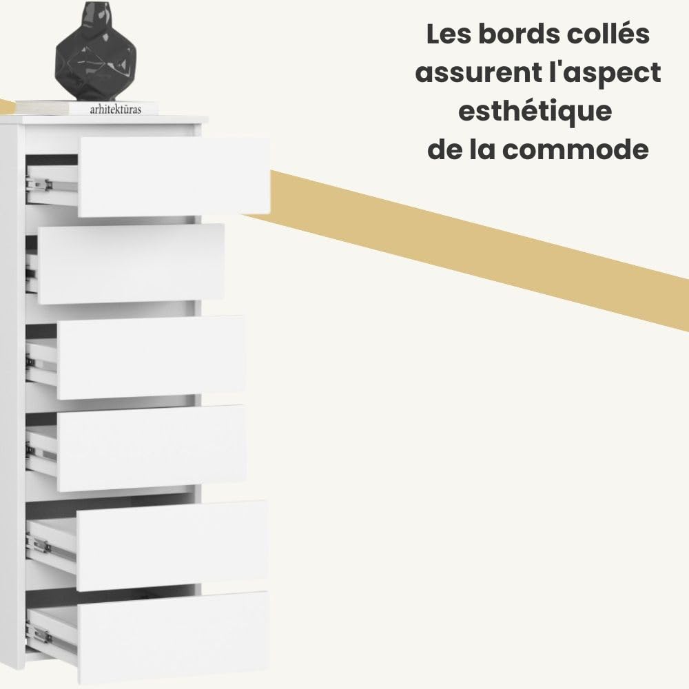 AKORD | Commode | Tiroirs | Tiroirs roulants | Fonctionnel | Idéal en Set | Robuste | Design Universel | Blanc