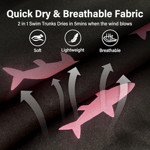 Mens Swim Trunks Swimsuits Board Beach Shorts with Compression Liner Quick Dry 7'' Inseam Trunks Board 1 Pack Swimwear2