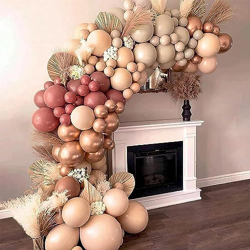 Image of KALOR 10 Inch Beige Balloons, 100 Pcs Latex Helium Balloons for Kid's Birthday Party Baby Shower Wedding Graduation Graduation Party Decorations