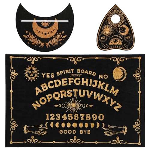 Jogo de tábuas de madeira preta Ouija de 11,8 x 7,8 polegadas, placas de conversa clássicas com ferro de passar, tabuleiro espiritual com mensagem metafísica, presentes wiccanos (1)