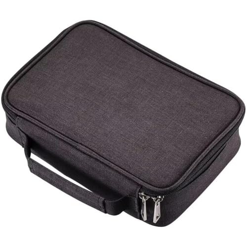 Estojo Escolar, Grande Capacidade, Box Jumbo Com Alça E Elastico Para 72 Canetas Ou Lápis, Feminino Masculino, Organizador Divisórias Zíper (Preto)