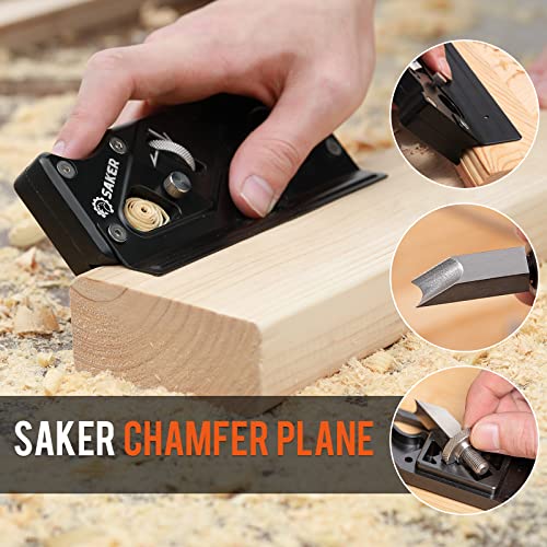 Saker Chamfer Plane-Woodworking Edge Corner Flattening Tool with Auxiliary Locator,Hand Chamfering Planer Suitable for Quick Edge Trimming of Wood (upgrade -1 Cutter Head, Black) - Image 2