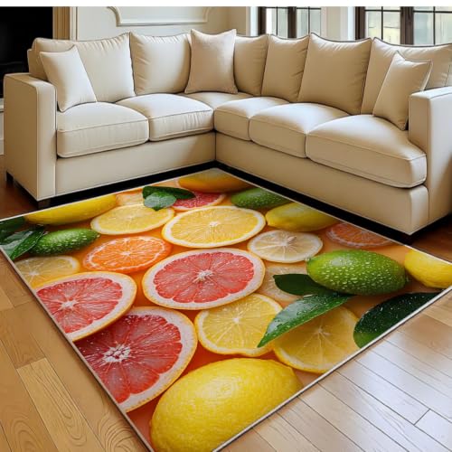 Tapis de salon orange agrumes pour une chambre chaleureuse