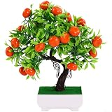 Entgoinggo 23 piante artificiali di bonsai, realistiche, con fiori artificiali in plastica (arancione), pesca, peperoncino, melograno