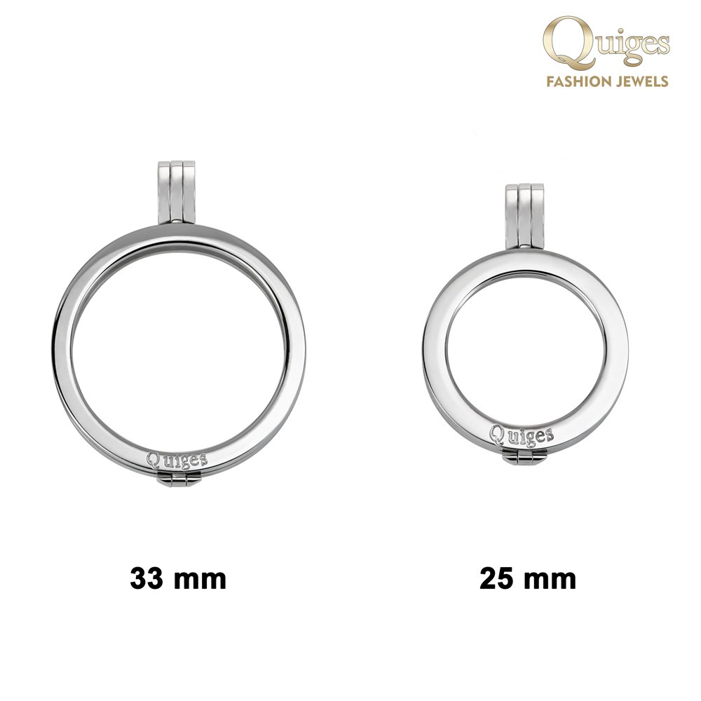 Quiges 33mm Coin Anhänger aus Edelstahl für Damen
