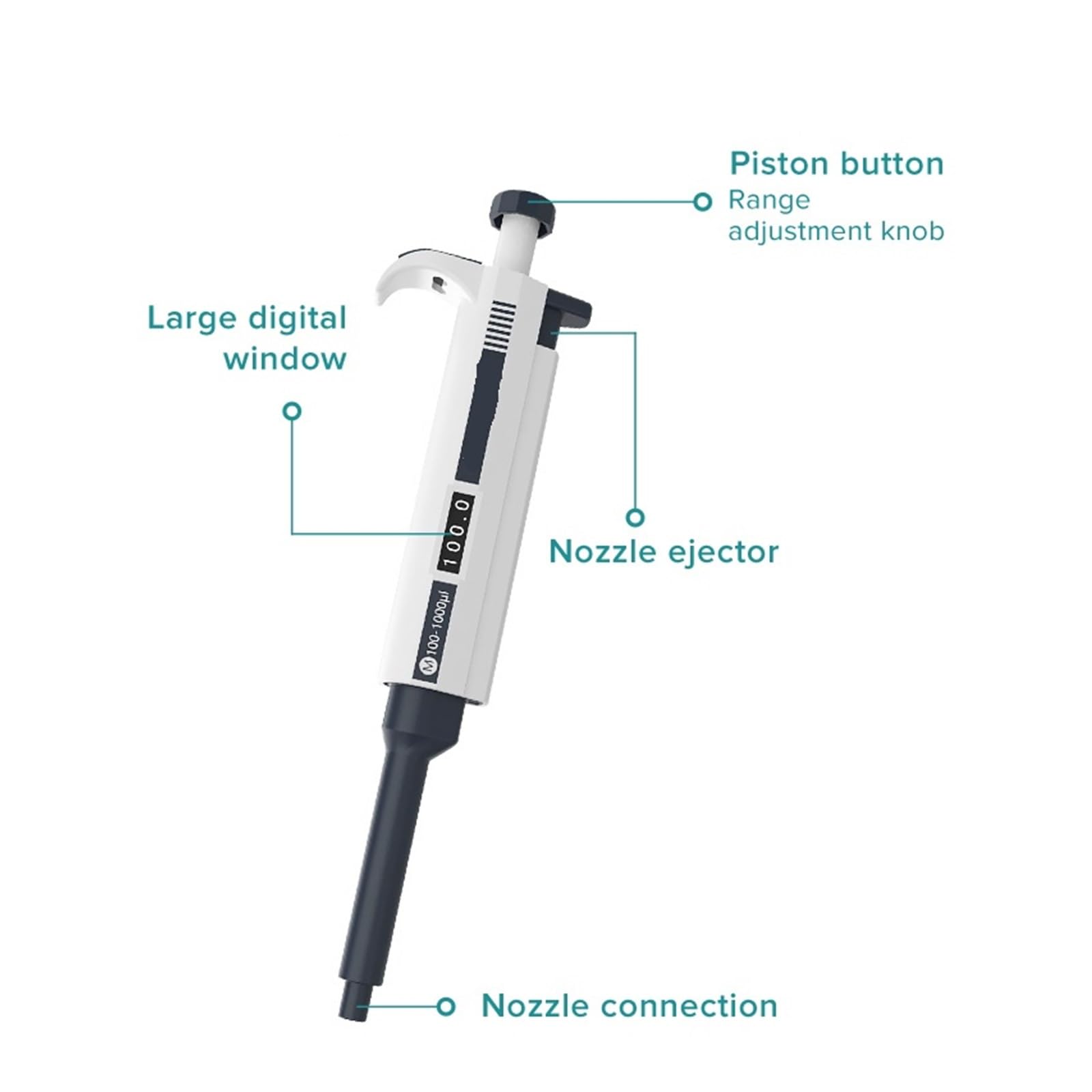 pipeta de Laboratorio, Pipeta de Laboratorio plástico un Solo Canal, micropipeta Digital Ajustable, Equipo con Puntas pipeta(0.5-5ml)
