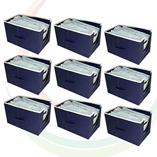 Image of GR Art&Craft inchOrganize Your Space inch Non Woven Shirt Stacker /Shirt Organizer /Wardrobe Organizer /Cloth Organizer /Cloth Cover-9 piece (Navy Blue)