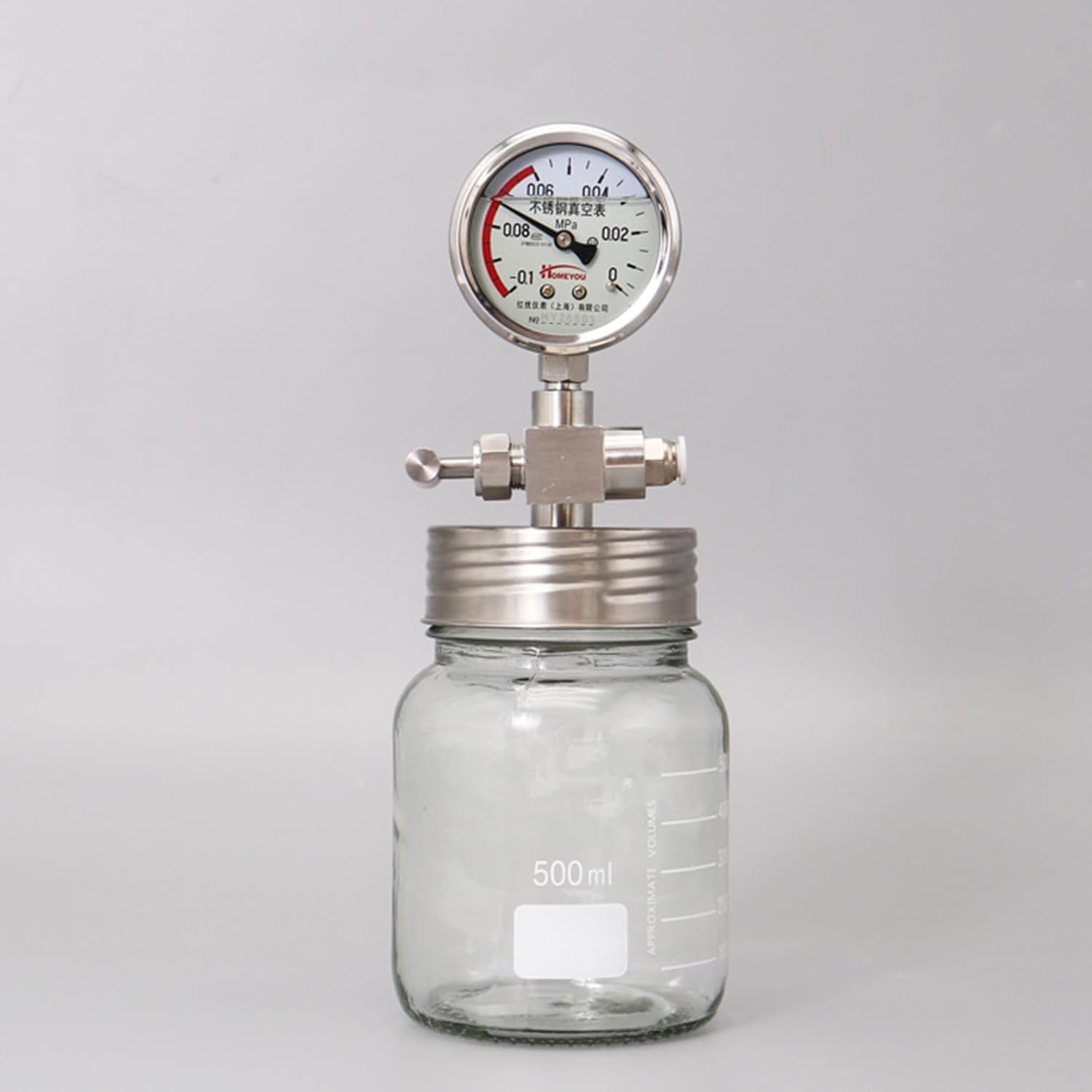 Vacuum Degassing Chamber, Glass Vacuum Chamber, with Stainless Steel Vacuum Gauge, for Lab Sample Preservation, Chemical/Biological Specimen Storage