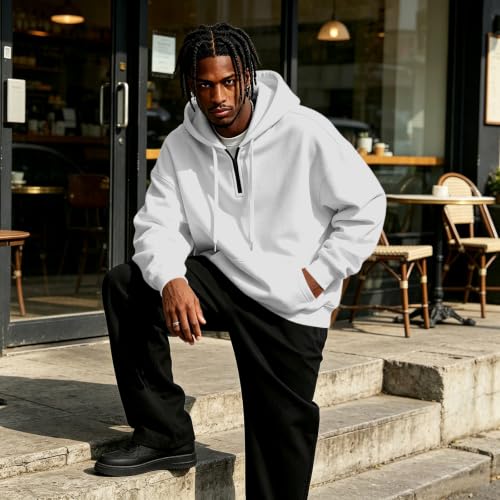 Fleece Hoodie Men Quarter Zip Fleece Lined Fall Hoodies Sweat Shirt - image 5