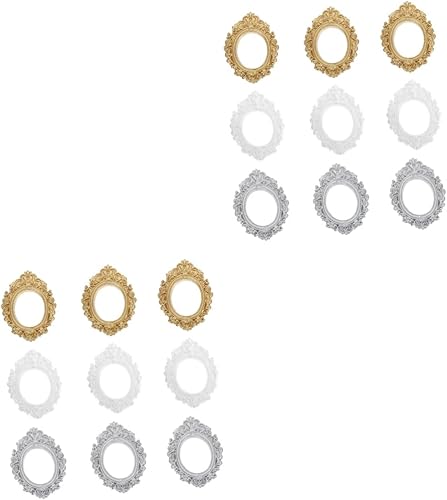 EXCEART 18 pcs Phone Picture Oval Photography Doll Frames Vintage Furniture Miniature Photo Embellishments House Style Props Crafts Hotel Tiny Case