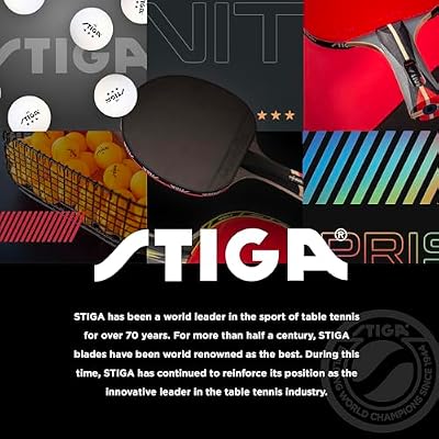 مضارب تنس الطاولة STIGA Pro Carbon + Raptor عالية الأداء بتقنية الكربون للعب في البطولات - شفرة مكونة من 7 طبقات بمقابض متوهجة - إسفنجة مقاس 2 مم لتحسين التحكم والسرعة