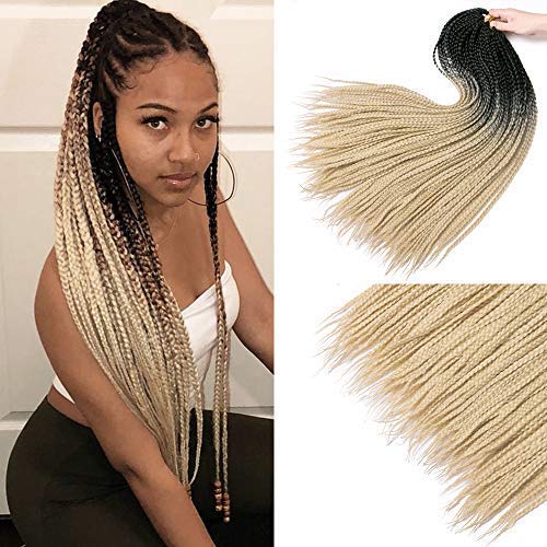 VERVES Crochet braids 24 inch 6 pack box braid 22 Roots/pack Ombre Synthetic Braiding Hair extension Bulk braid (6box27#) …
