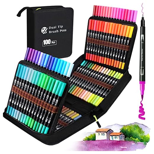 Rotuladores Lettering 100 Colores, Rotuladores Punta Pincel Doble Punta, Lettering Kit para Niñas Niños y Adultos, Rotuladores Acuarelables para Mandalas Graffiti Caligrafía - 3 Plantillas Incluidas