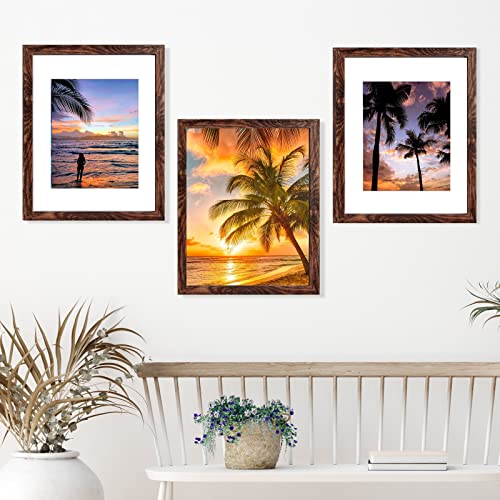 Seseat 11X14 Picture Frames Rustic Brown Display Pictures 8X10 With Mat Or 11X14 Prints Without Mat, Wall Mounting, 6Pcs #TOP4