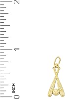 Vista 3 de Charm America - Dije pequeño de bate y bola de béisbol de oro - Oro macizo de 10 quilates, Diamante
