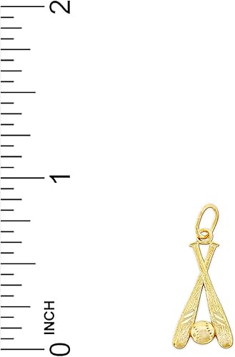 Miniatura 3 de Charm America - Dije pequeño de bate y bola de béisbol de oro - Oro macizo de 10 quilates, Diamante