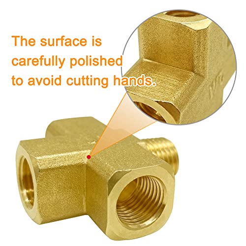 Image of Joywayus Brass 1 /4 inch NPT Female x Male 4-Way Pipe Fitting Adapter Tube Coupler Connector Water Gas Oil