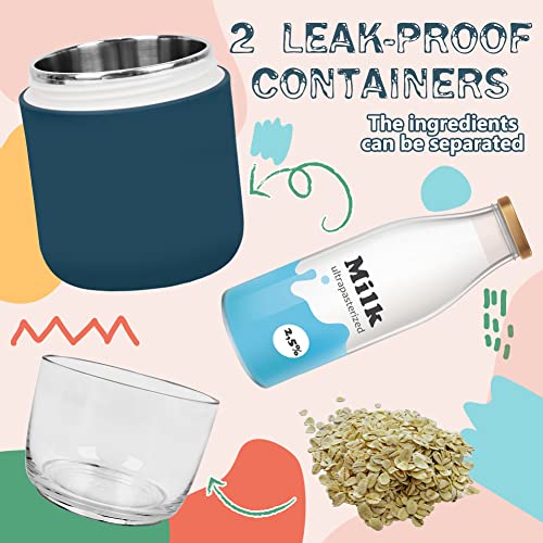 UHAPEER Insulated Yogurt Container, Leakproof Breakfast Cereal Cup, Breakfast on The Go Cup with Lid and Spoon, Portable Overnight Oats Container, Reusable Breakfast Yogurt Pot for Work School Travel - Image 4