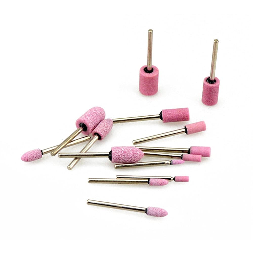Xuphinx Pink +Silver 10Pcs Abrasive Mounted Stone Wheels Bits Set Cylinder Grinding Polishing Tool For Rotary Grinder 3Mm
