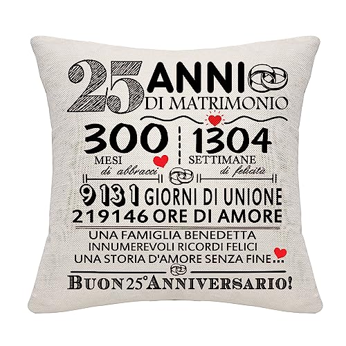 25 anni di matrimonio regalo 25 anniversario di matrimonio cuscino...