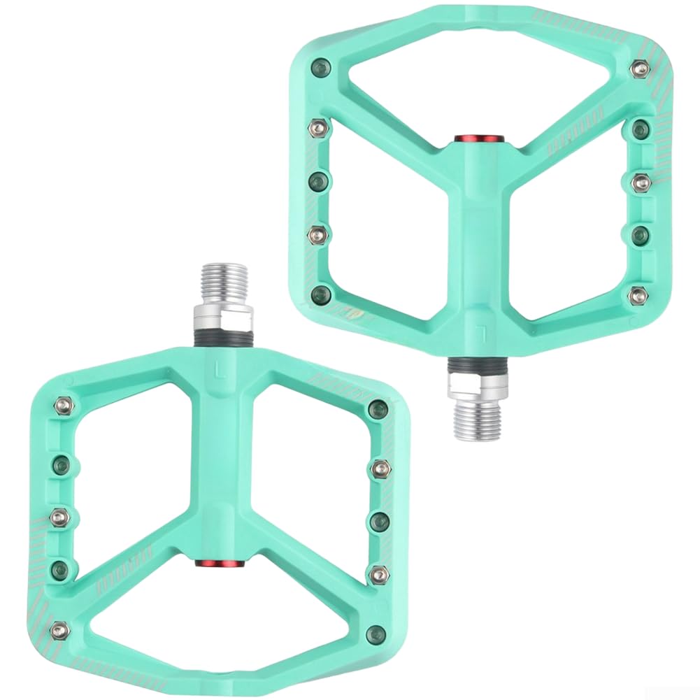 Nylon Fibre Bike Pedals with Sealed Bearings for Mountain Road Cycles - Wide Anti-Slip Platform 11cm(green 1)